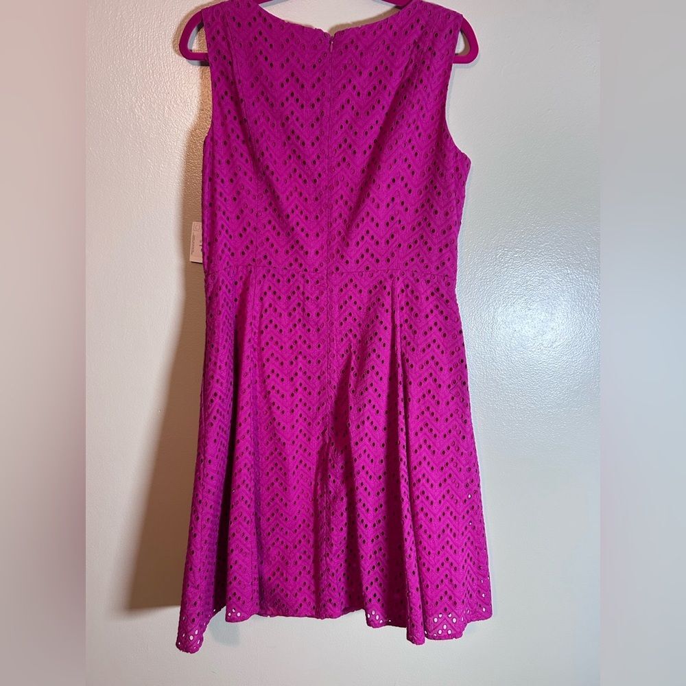NWT Liz Claiborne eyelet dress pink, sleeveless, knee-length dress size 12 - Picture 4 of 11